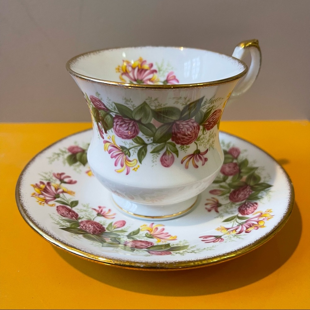 Royal Dover Fine Bone China VTG ~ Tea Cup and Saucer and Stand